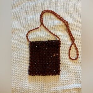 Beaded Brown Crossbody Bag